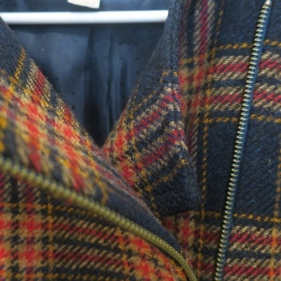Brooks Brothers womens tartan plaid jacket wool navy red zip 2 Red Fleece preppy - Picture 8 of 9